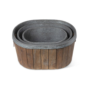 Galvanized Wooden Oval Tubs
