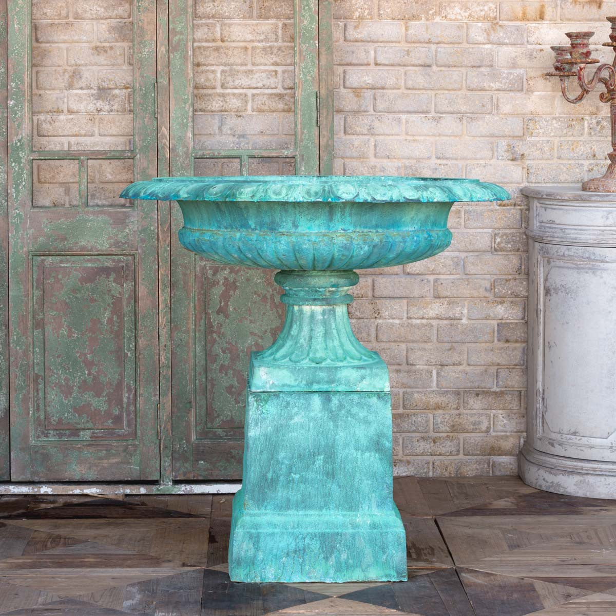 Estate Urn with Pedestal-Iron Accents