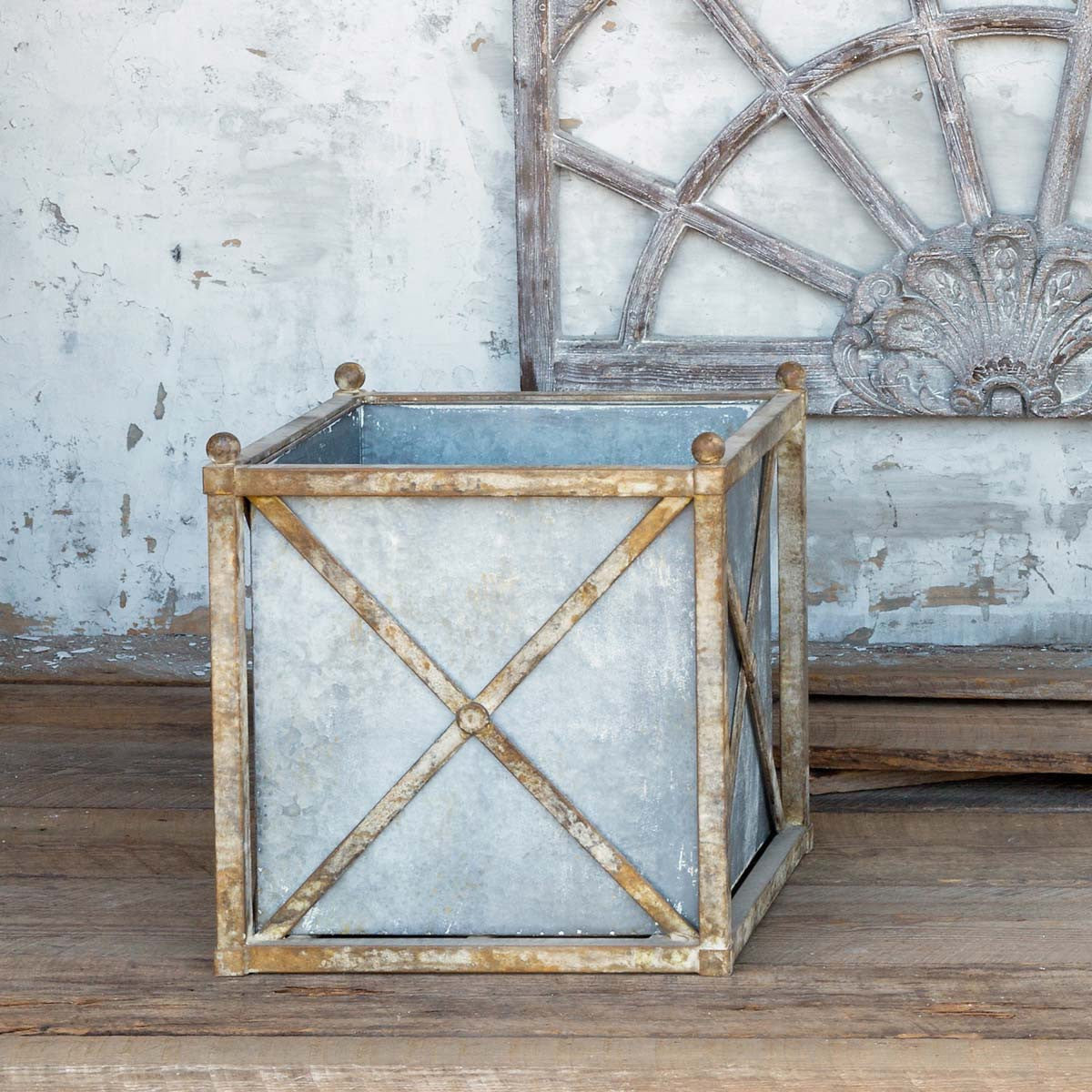 Metal Estate Planter-Iron Accents