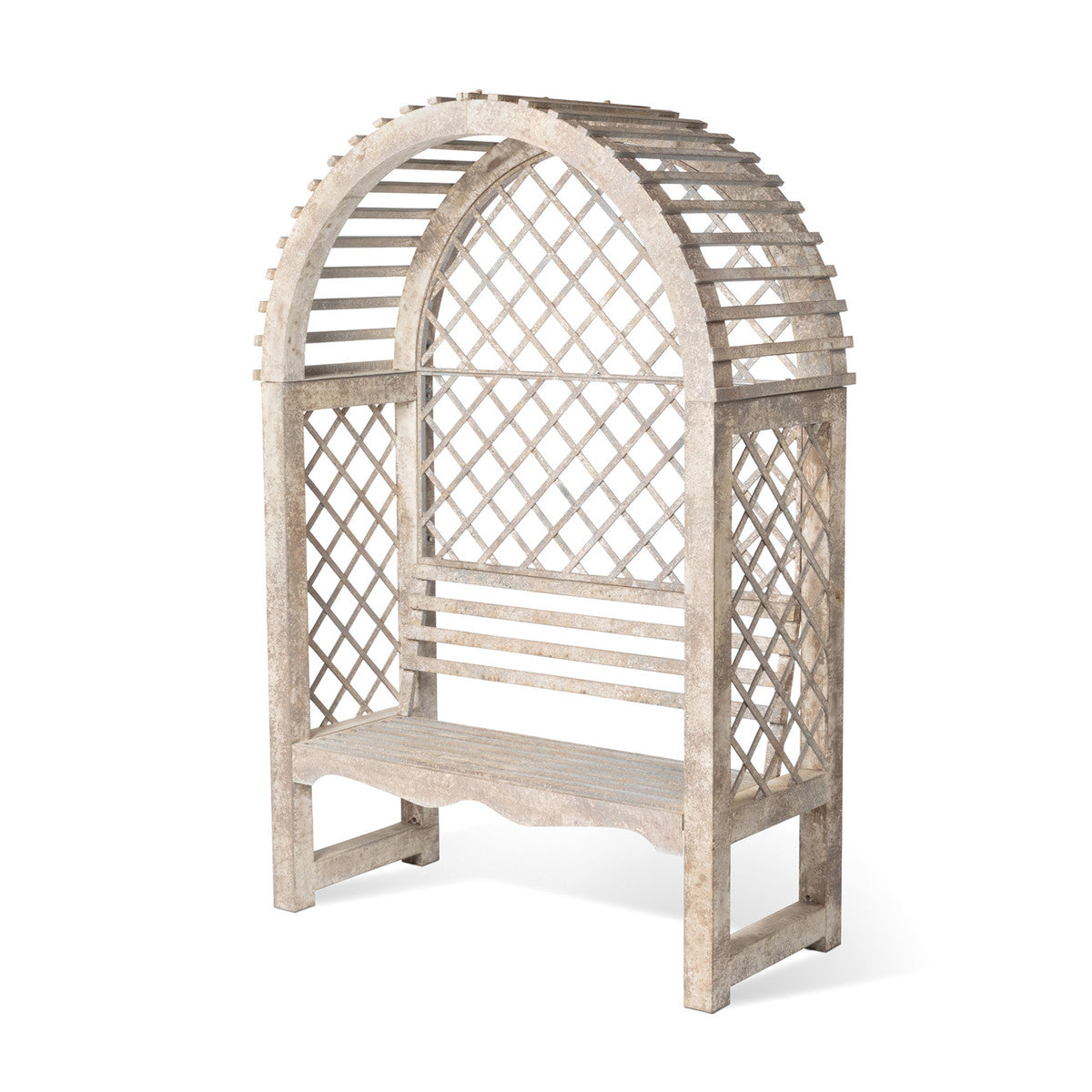 Iron Garden Trellis with Bench Iron Accents