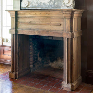 Reclaimed Wood Fireplace Mantle-Iron Accents