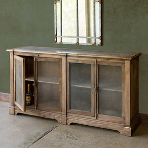 Aged Zinc Whiskey Cabinet-Iron Accents