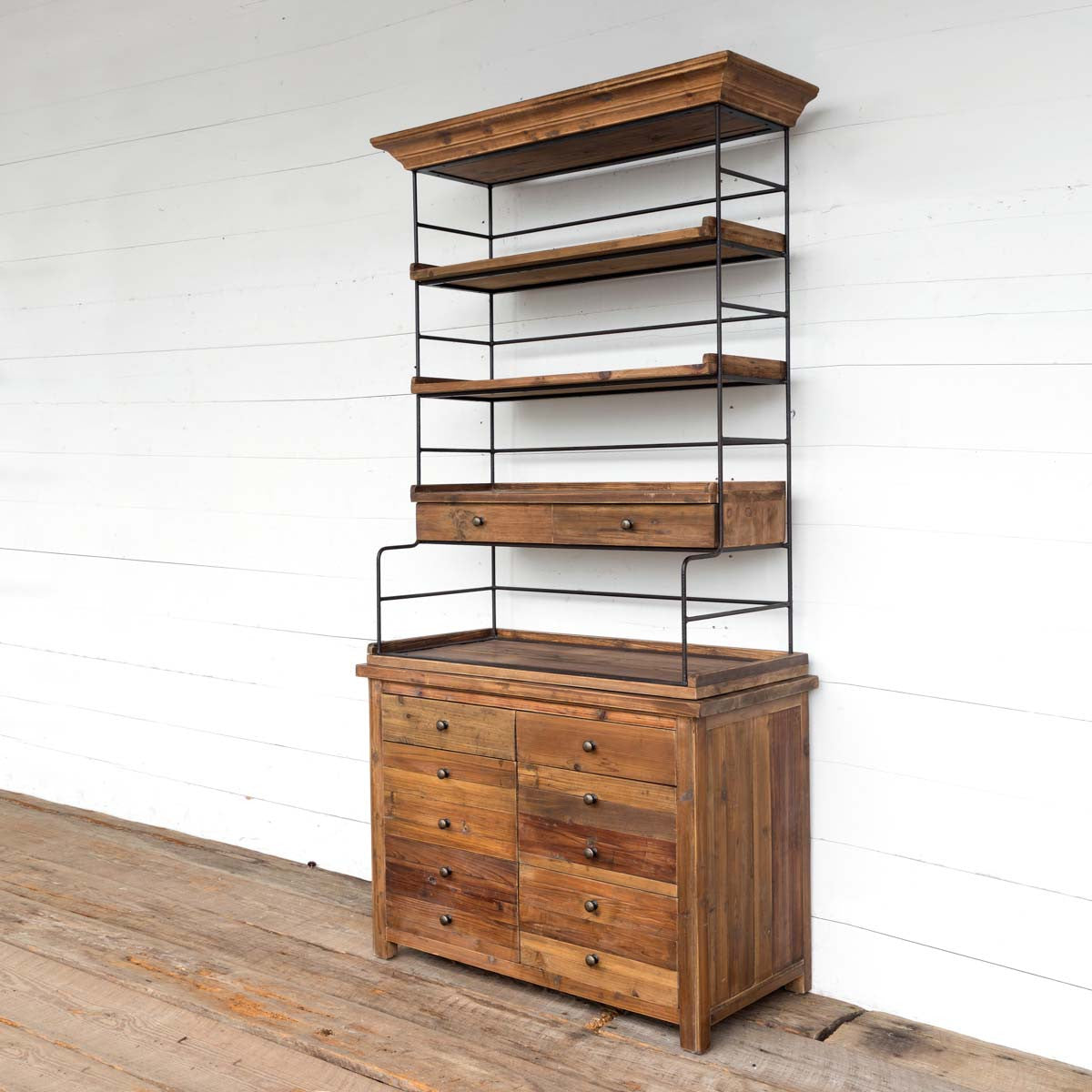 Old Pine Baker's Rack-Iron Accents