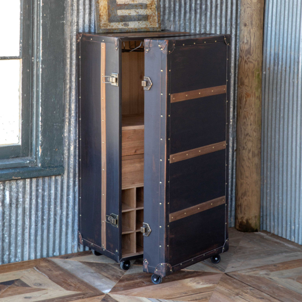 Traveler's Cocktail Trunk-Iron Accents