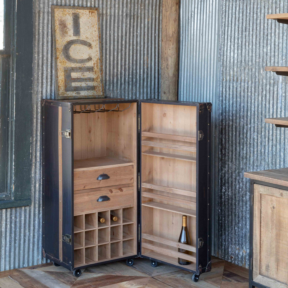 Traveler's Cocktail Trunk-Iron Accents