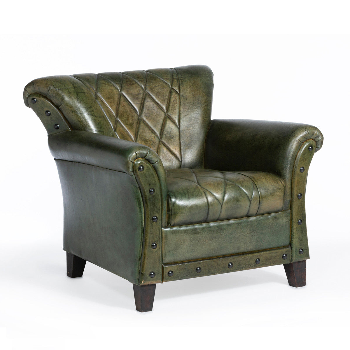 Bradford Leather Armchair-Iron Accents