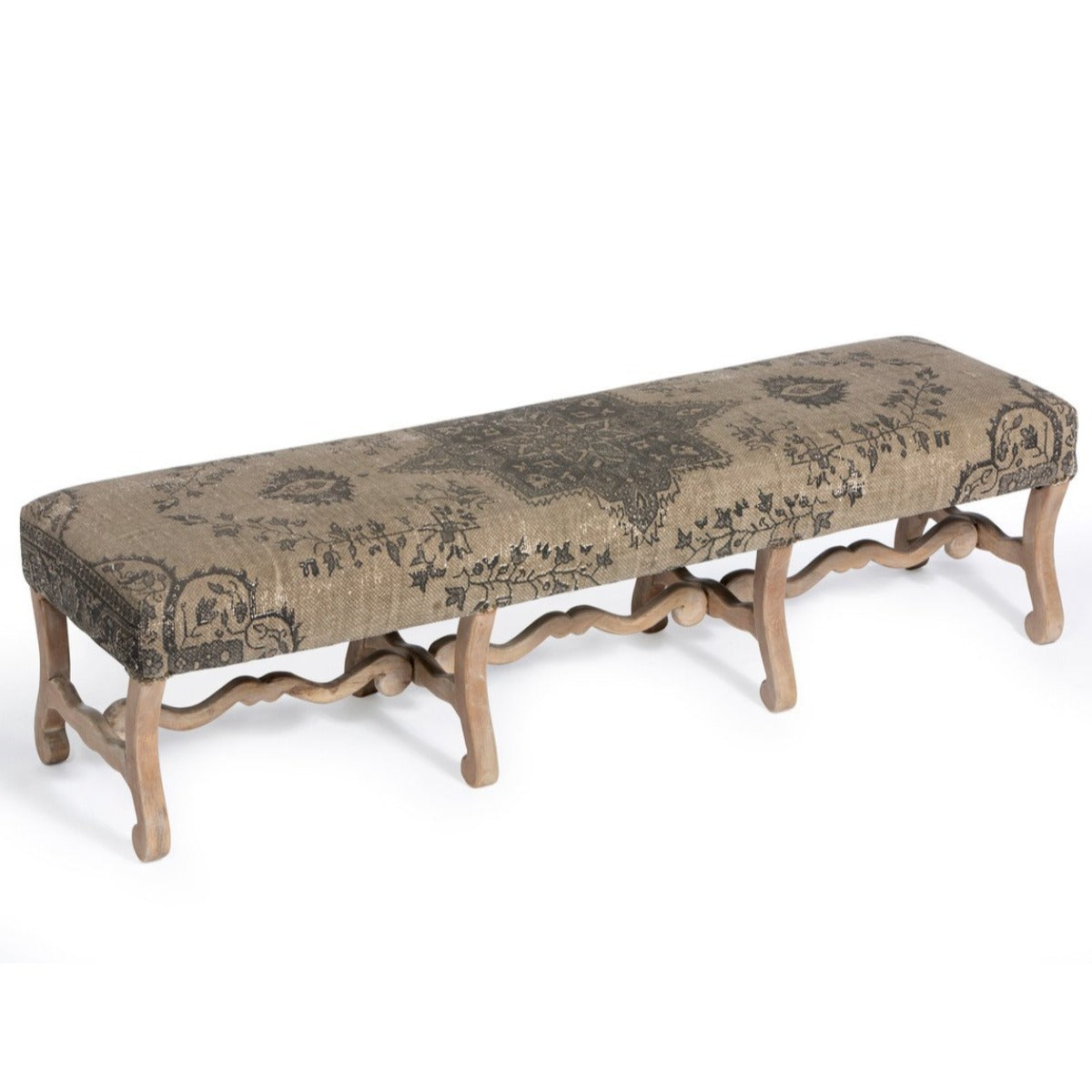 Chateau Upholstered Bench-Iron Accents