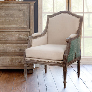 Simone Upholstered Arm Chair-Iron Accents