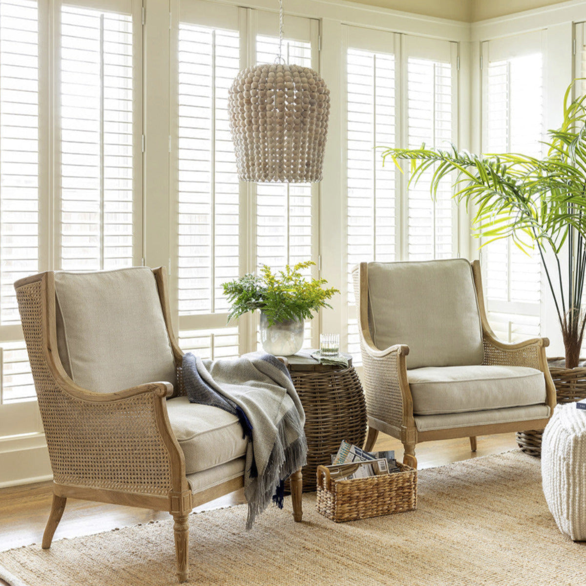 Cane Wing Back Chair