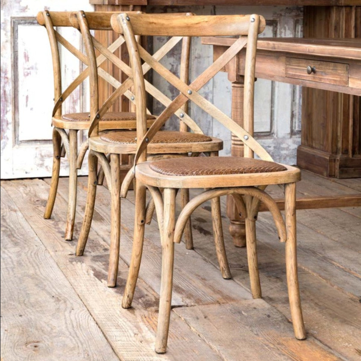 Wooden Cross Chair-Iron Accents