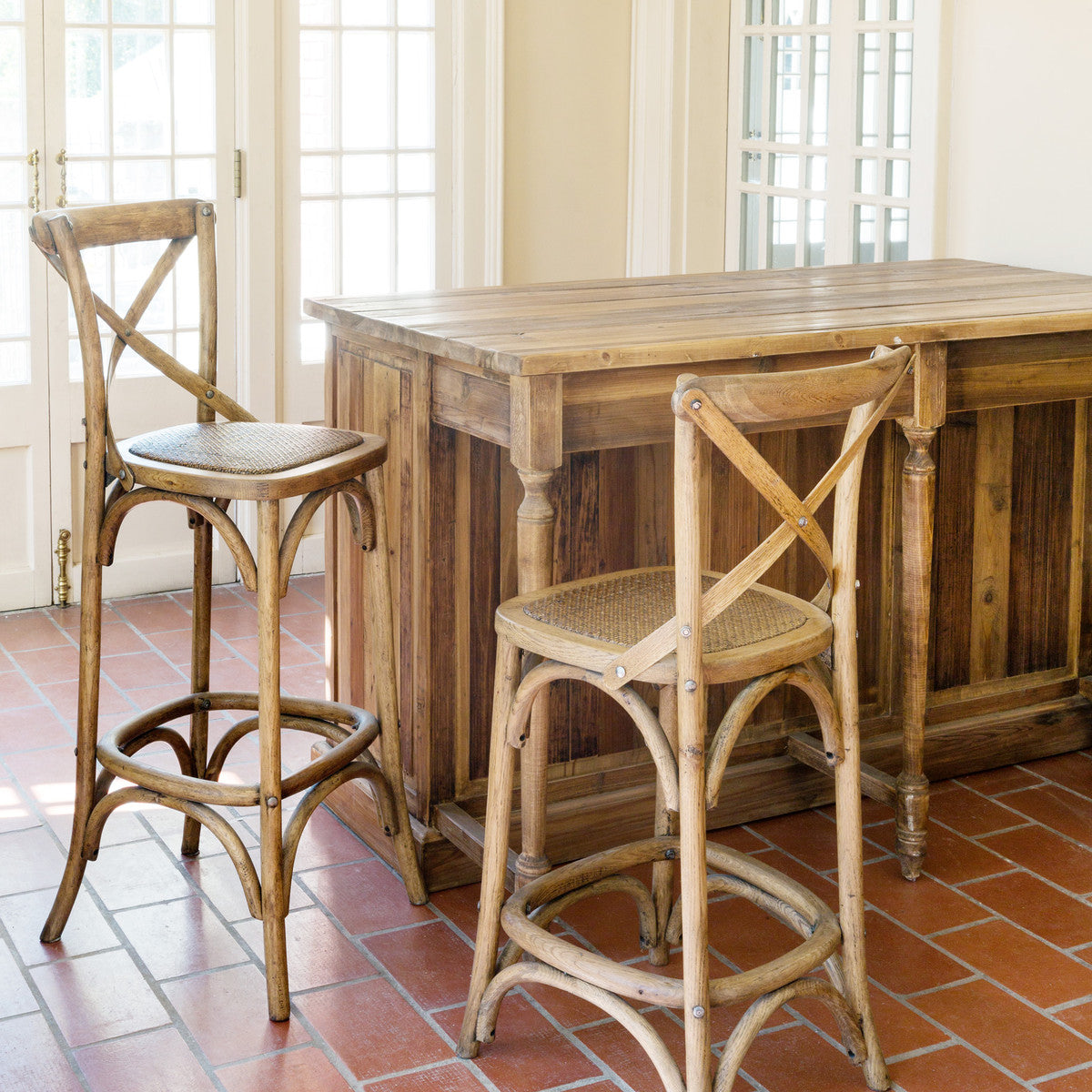 Cross Back Barstool-Iron Accents