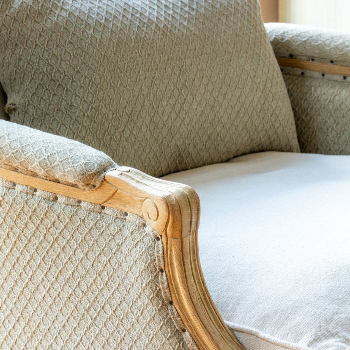 Upholstered Salon Chair-Iron Accents