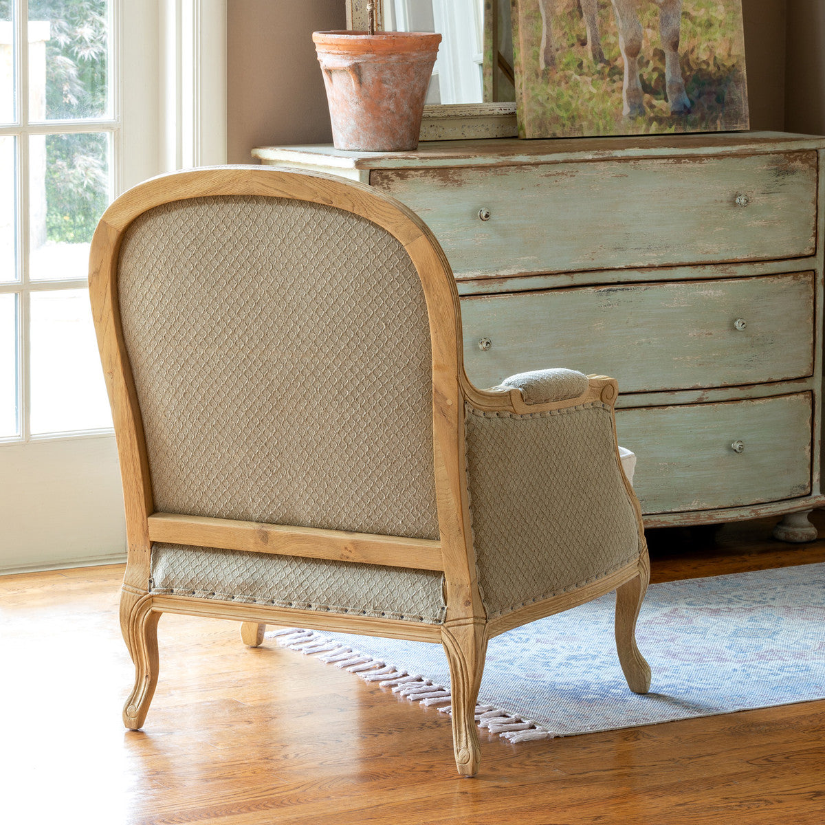 Upholstered Salon Chair-Iron Accents