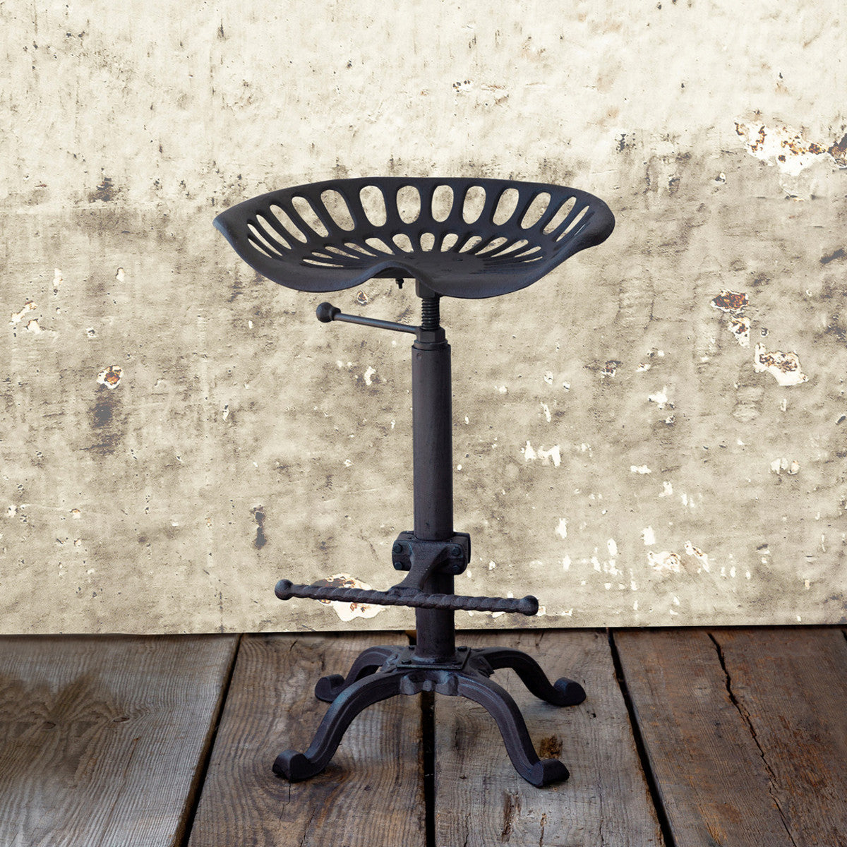 Adjustable Tractor Seat Stool-Iron Accents