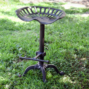 Adjustable Tractor Seat Stool-Iron Accents