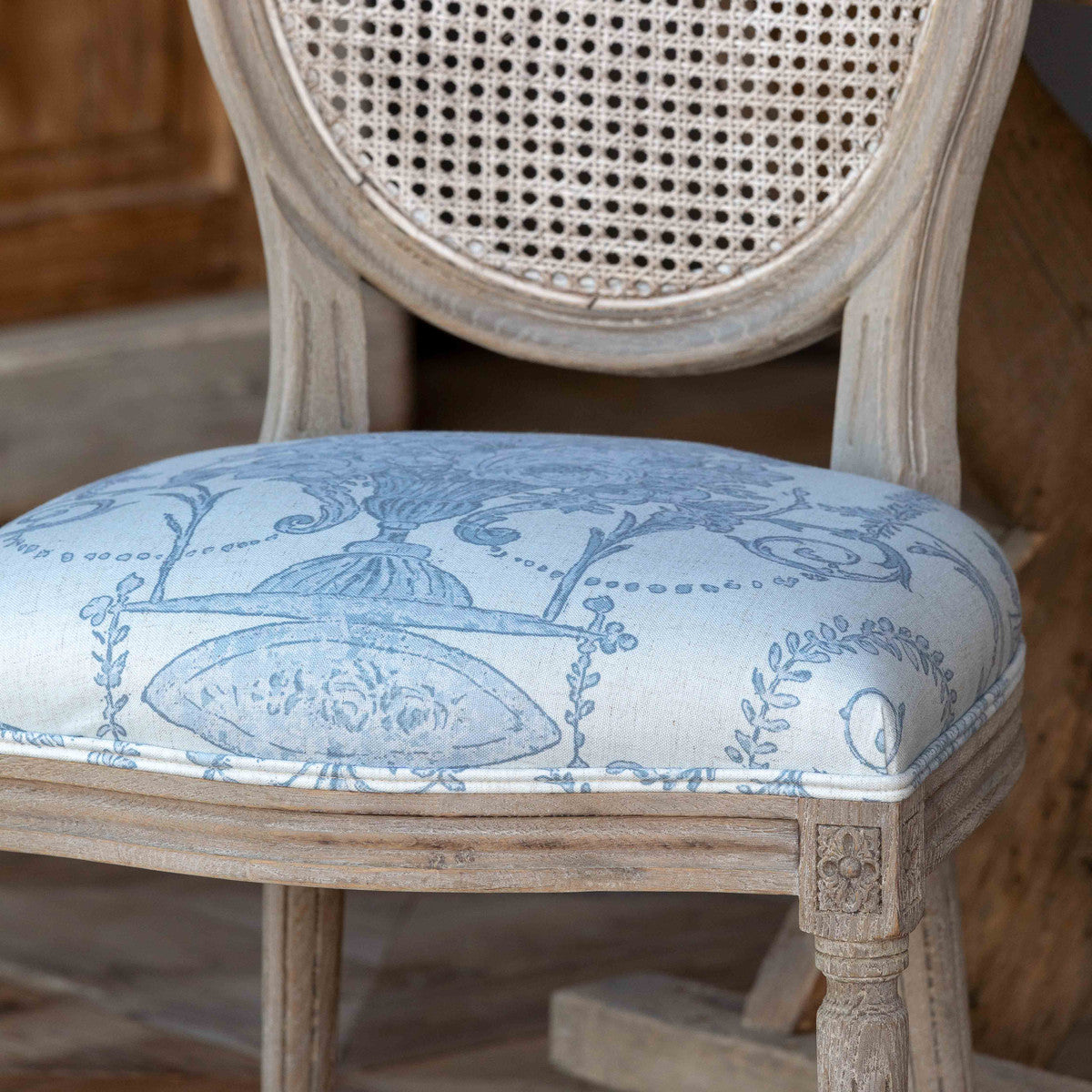 French Blue Dining Chair Iron Accents