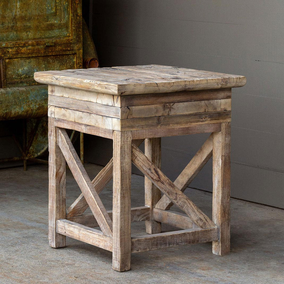 Rustic Side Table-Iron Accents