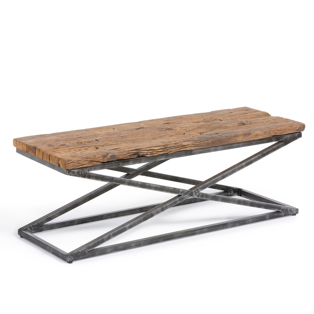 Railway Wood and Iron Coffee Table-Iron Accents