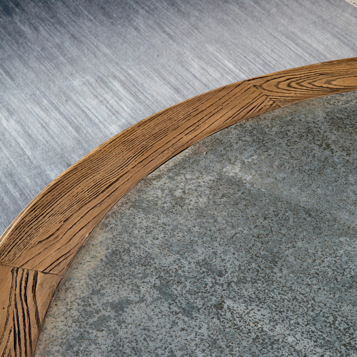 Aged Zinc Pedestal Dining Table-Iron Accents