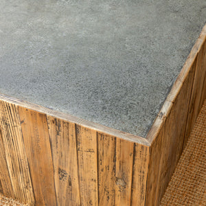 Aged Zinc Coffee Table-Iron Accents