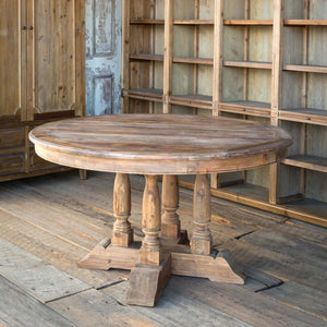 Old Pine Balustrade Table-Iron Accents