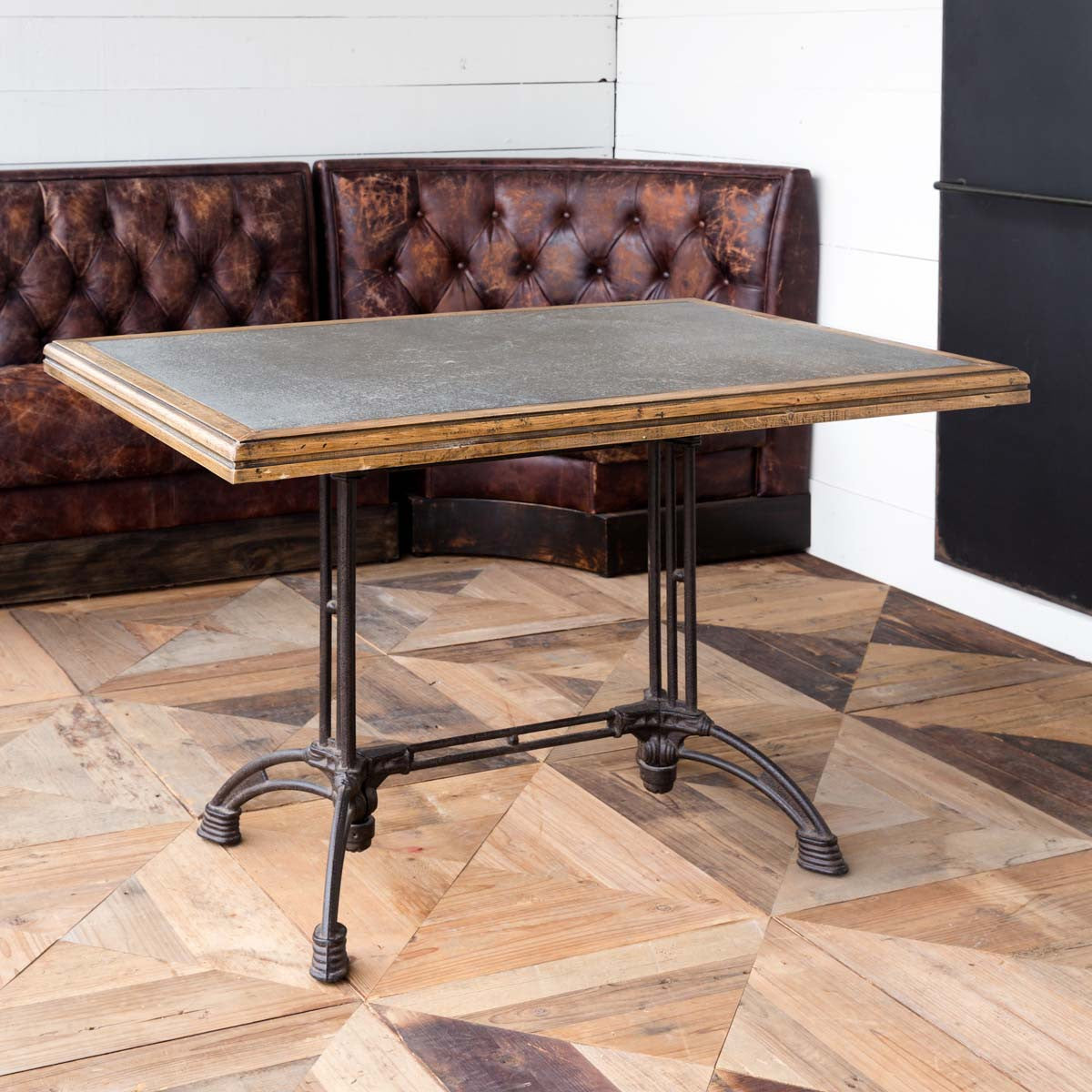 Zinc Top Cafe Table-Iron Accents