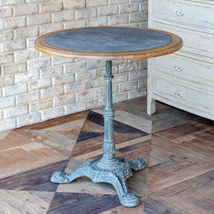 Zinc Topped Round Cafe Table-Iron Accents