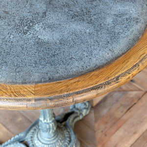 Zinc Topped Round Cafe Table-Iron Accents
