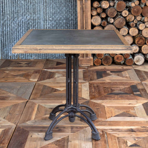 Zinc Topped Cafe Table-Iron Accents