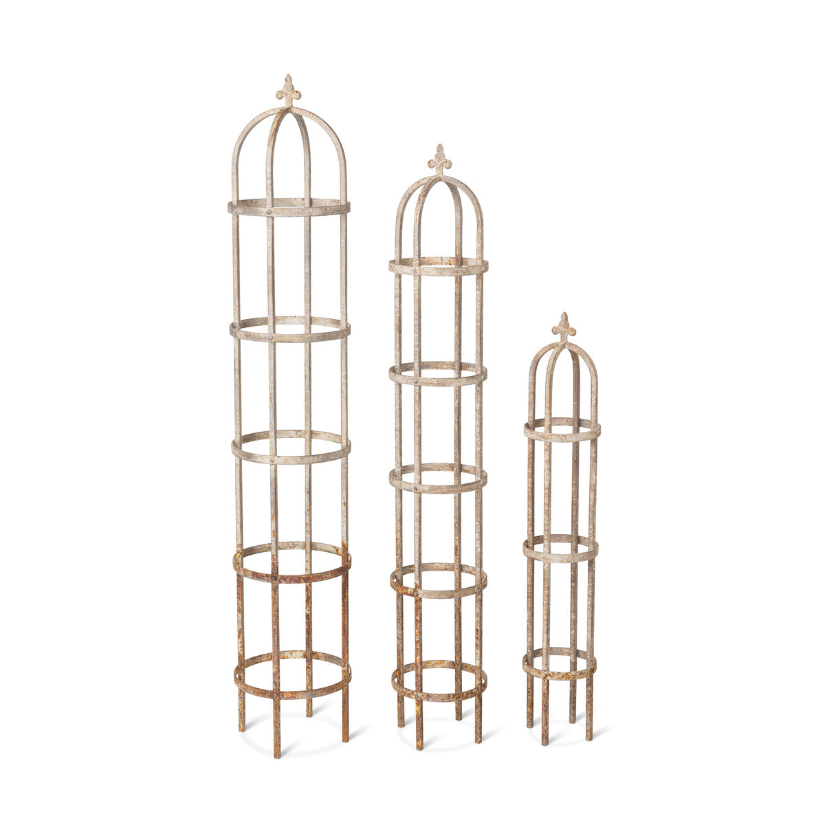 Aged Metal Garden Obelisks