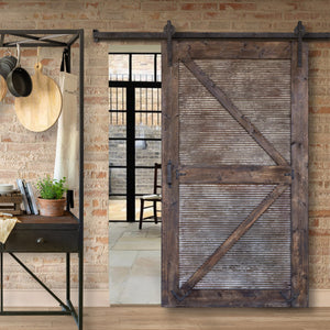 Sliding Barn Door With Rails-Iron Accents