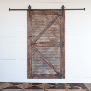 Sliding Barn Door With Rails-Iron Accents