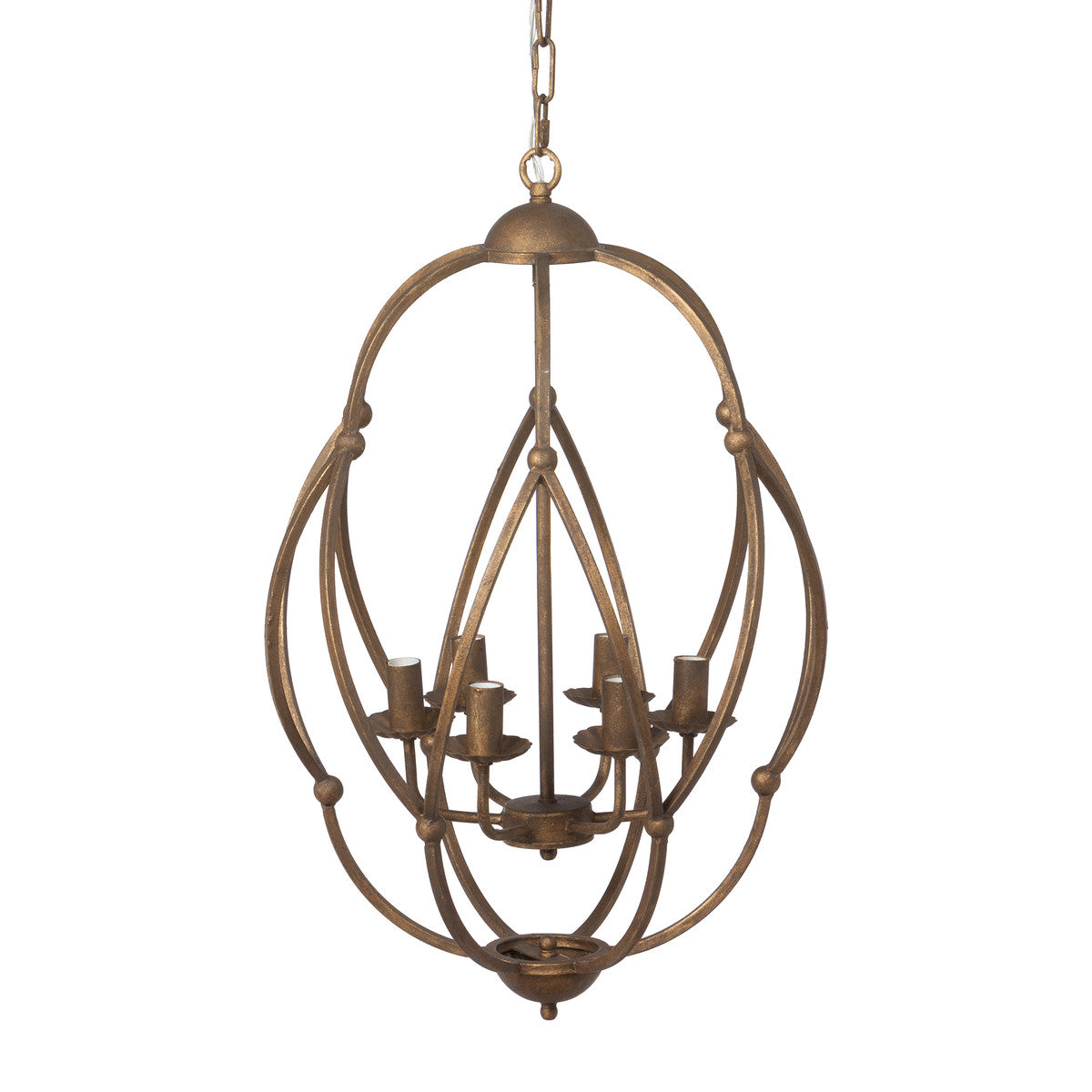 Decorative iron chandelier with candle-style lights
