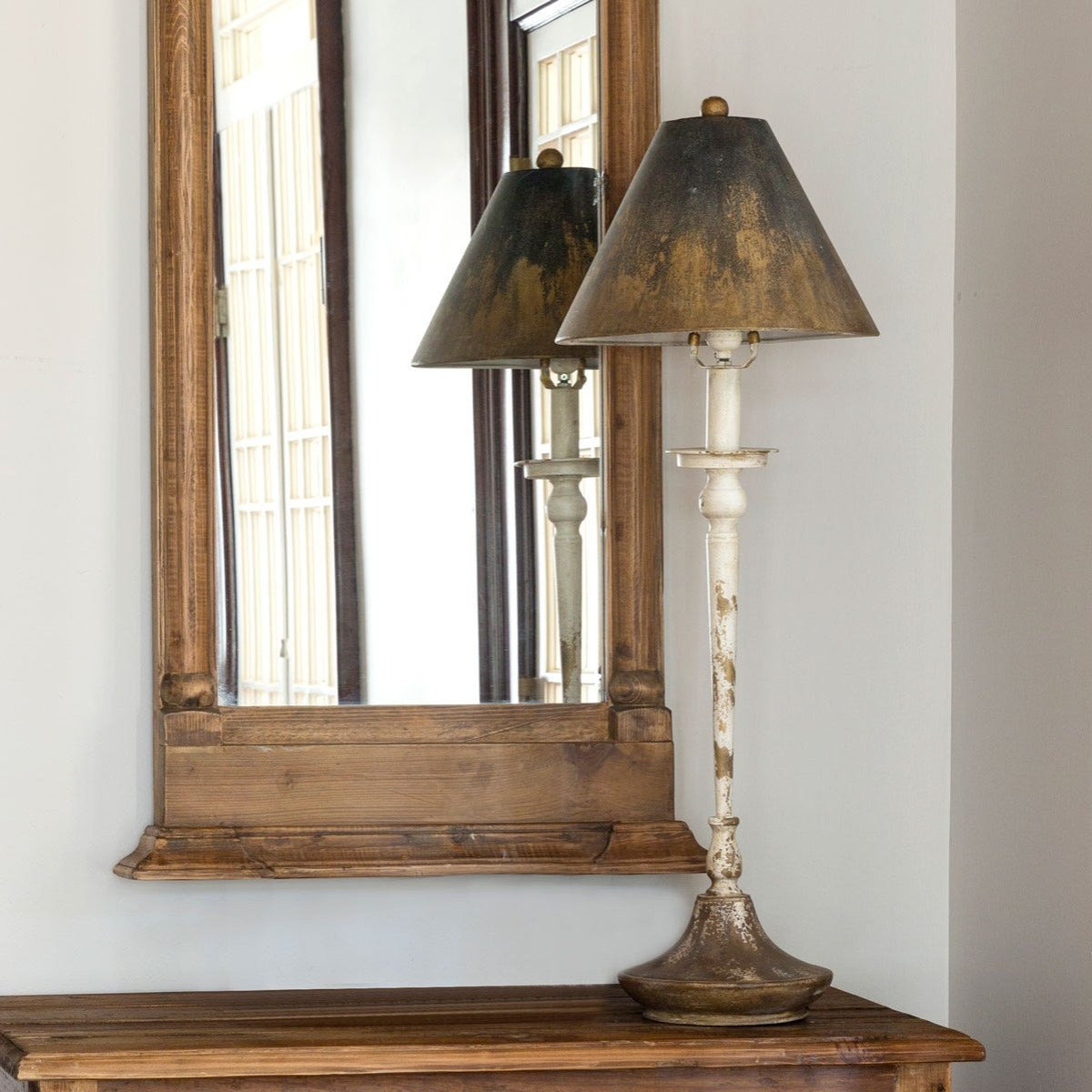 Distressed Metal Buffet Lamp-Iron Accents