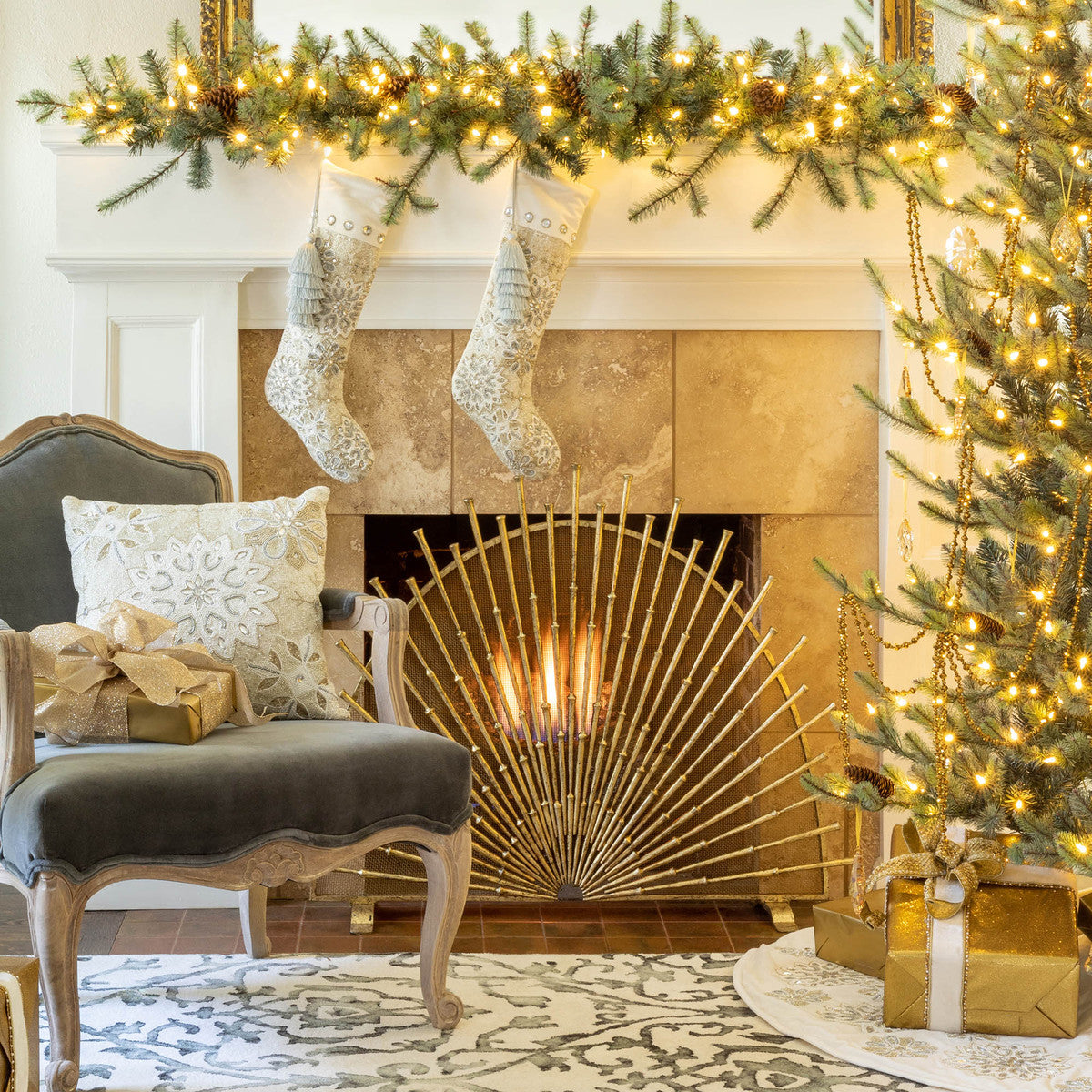 Sunrise French Fire Screen