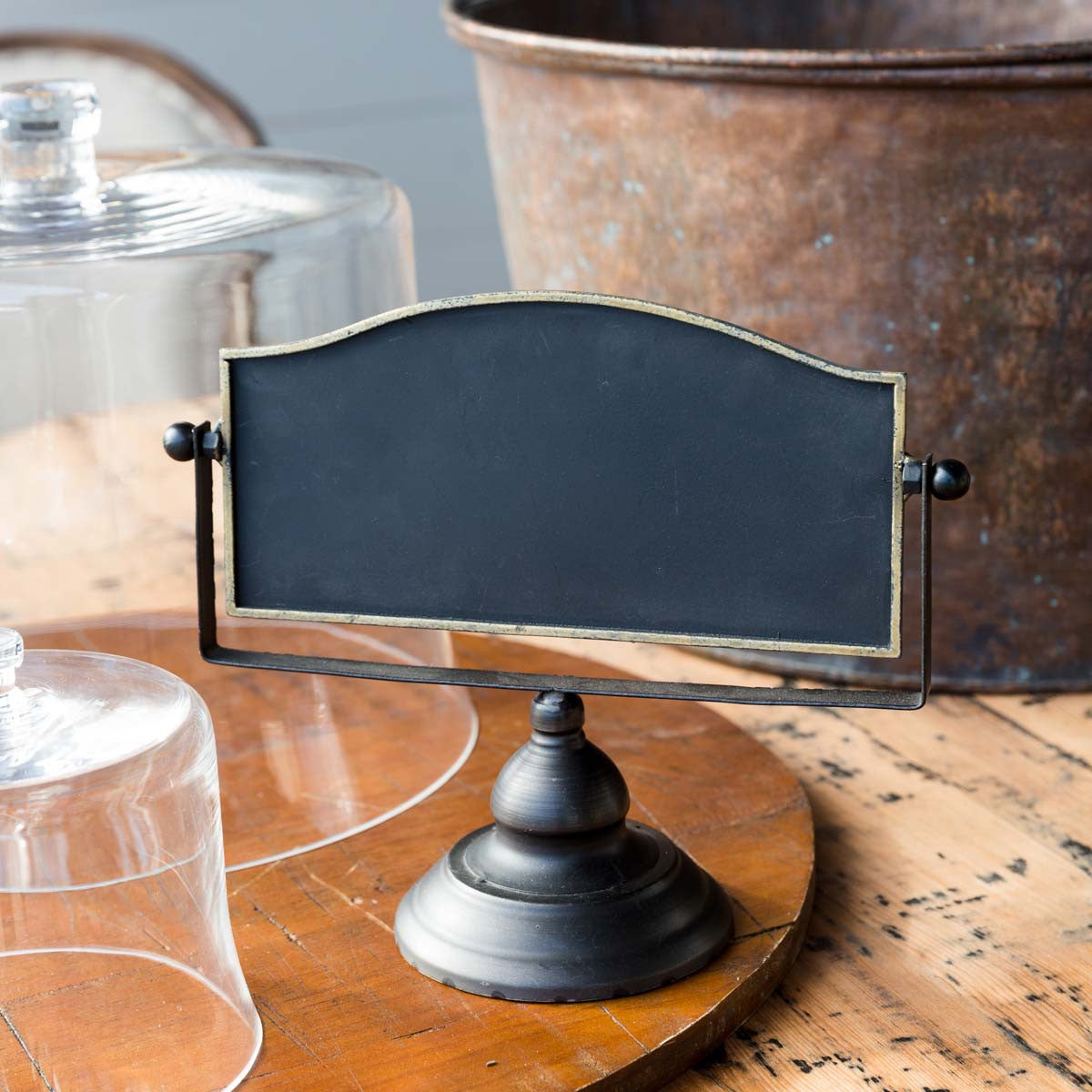 Chalkboard Sign on Stand-Iron Accents
