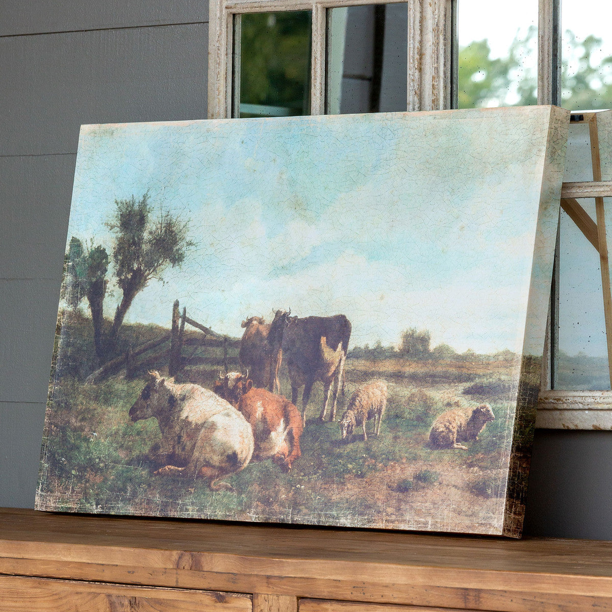 Cows In Pasture Print-Iron Accents