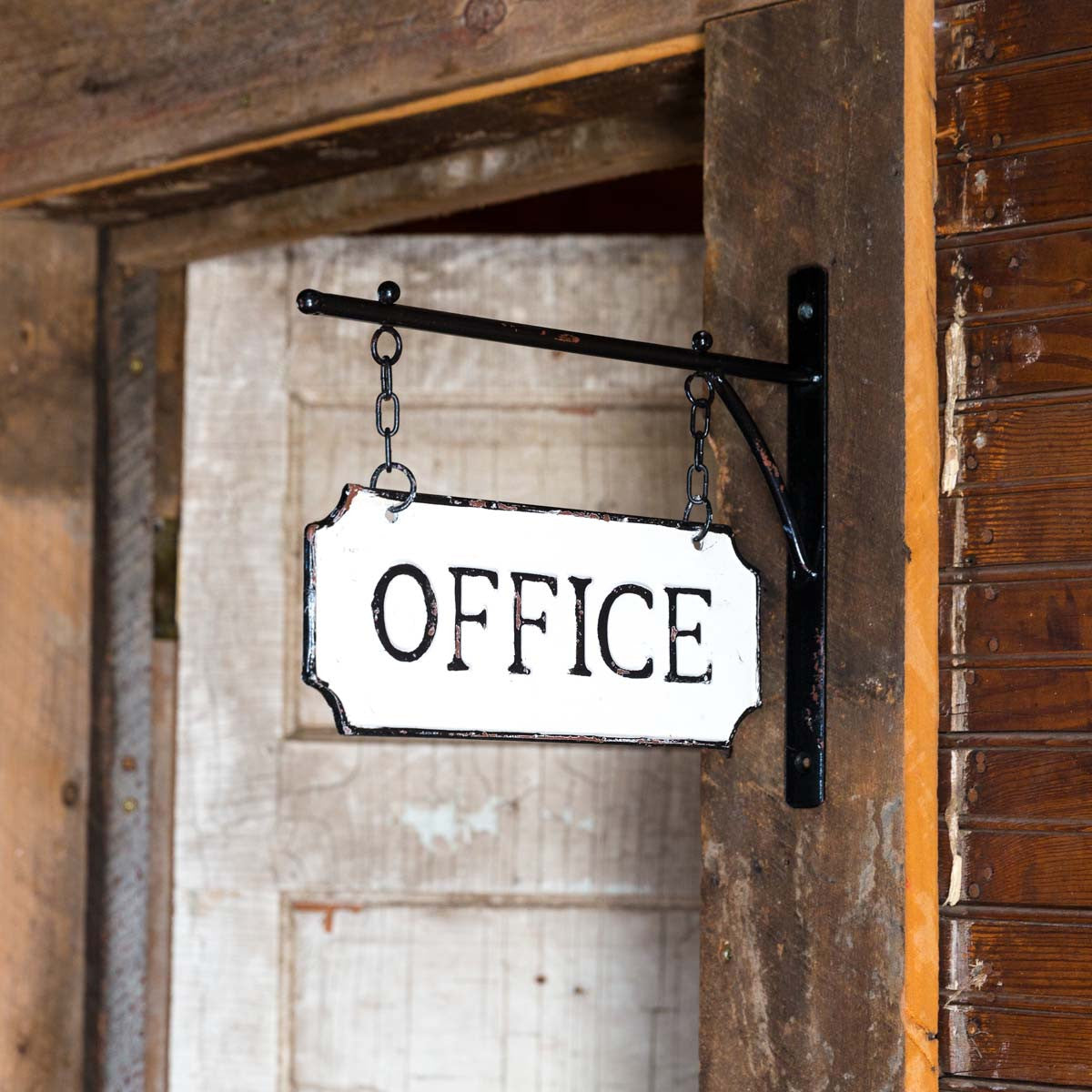 Hanging Metal Office Sign-Iron Accents
