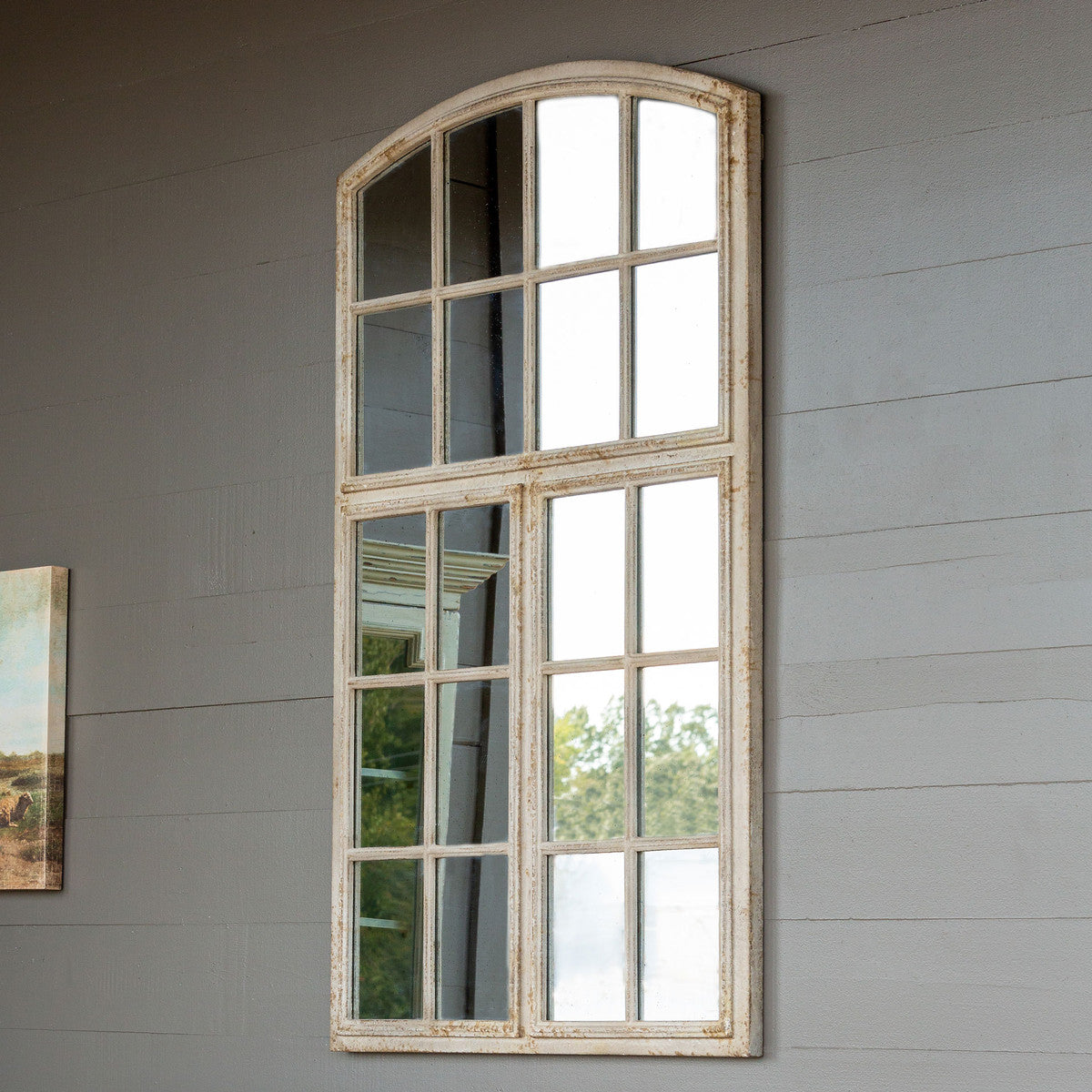 Industrial Metal Pane Mirror-Iron Accents