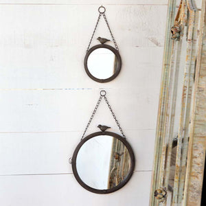 Hanging Round Bird Mirrors