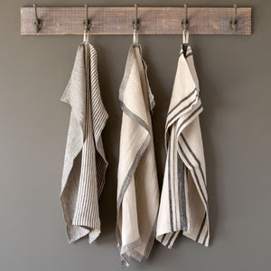 Black Stripe Soft Linen Dish Towels-Iron Accents