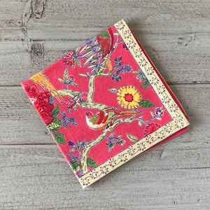 Bird Coral Sheeting Napkins-Iron Accents