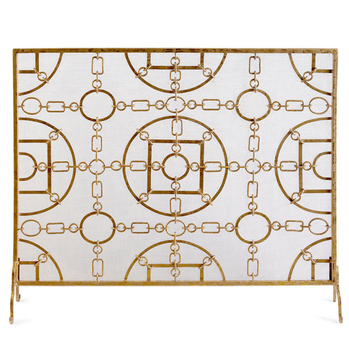Equestrian-Inspired Mesh Fireplace Screen
