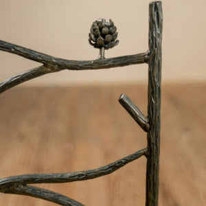 Pine Wrought Iron Stool