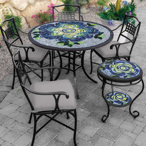 Giovella Mosaic Patio Table-Iron Accents