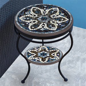 Grigio Mosaic Side Table - Tiered
