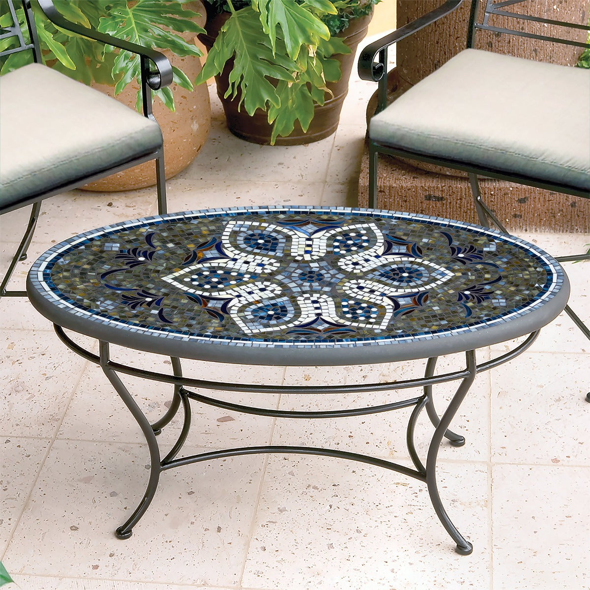 Grigio Mosaic Coffee Table - Oval