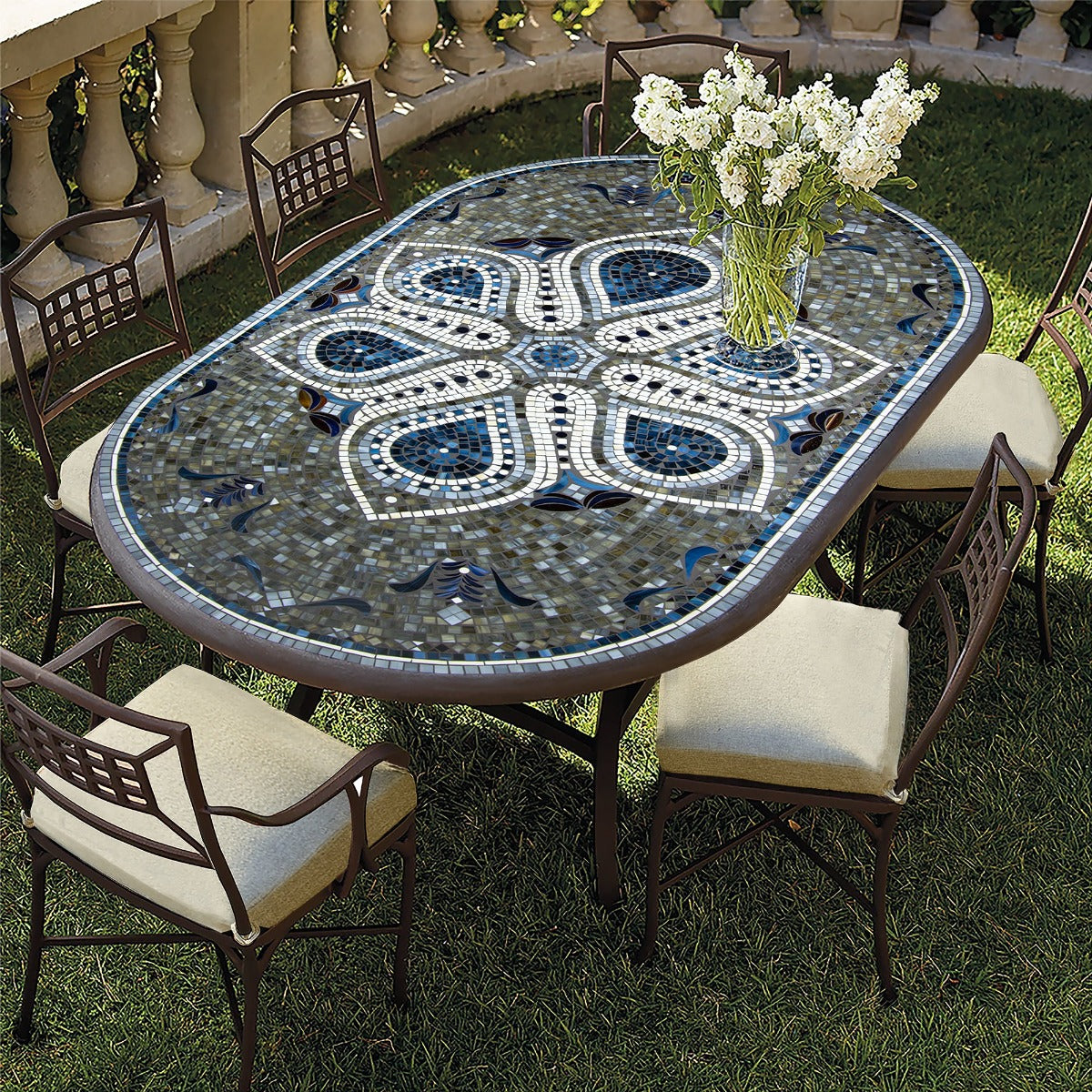 Grigio Mosaic Oval Bistro