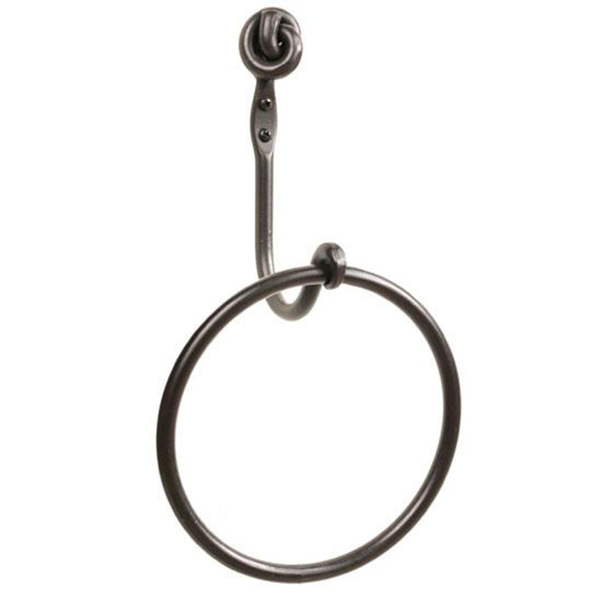 Forged Wrought Iron Towel Ring - Knot - Iron Accents