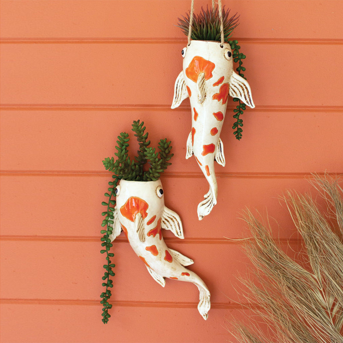 fish planter pot Hanging Koi Fish Planter
